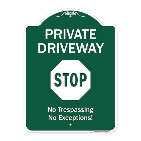 Private Driveway Stop Heavy-Gauge Aluminum Architectural Sign